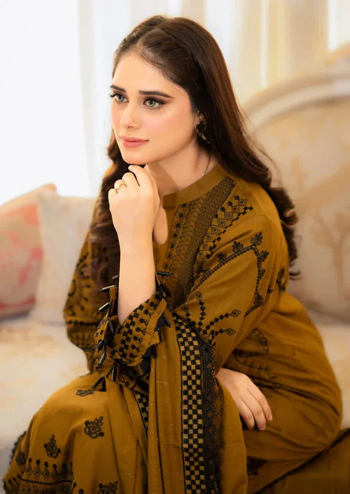 Unstitched Heavy Embroidered Dhanak Suit