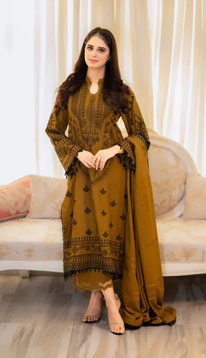 Unstitched Heavy Embroidered Dhanak Suit